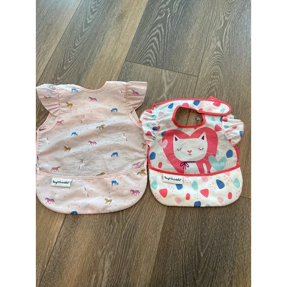 Tiny Twinkle bibs apron food catcher girl kitty‎ unicorn